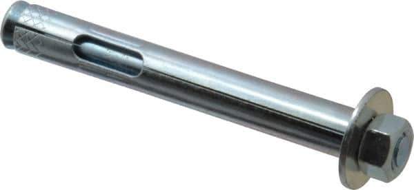 Value Collection - 1/2" Diam, 1/2" Drill, 4" OAL, 2-1/2" Min Embedment Sleeve Concrete Anchor - Steel, Zinc-Plated Finish, Hex Nut Head - Apex Tool & Supply