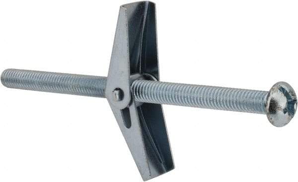 Value Collection - 3/8" Screw, 3/8" Diam, 6" Long, Toggle Bolt Drywall & Hollow Wall Anchor - 3/8" Drill, Zinc Plated, Steel, Use in Concrete, & Masonry, Hollow Tile, Plaster & Wallboard - Apex Tool & Supply