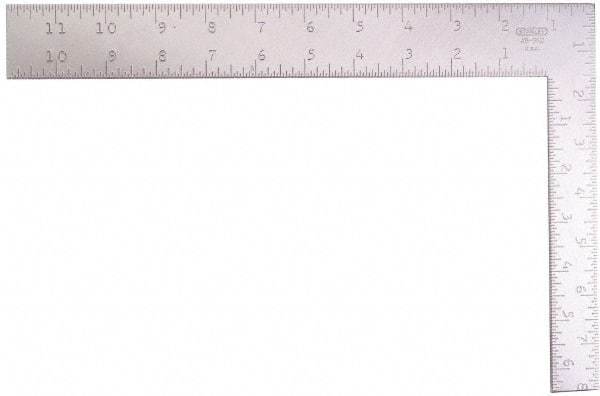 Stanley - 8" Blade Length x 1" Blade Width, 12" Base Length x 1-1/2" Base Width Steel Square - 1 Inch Wide Blade, 1-1/2 Inch Wide Base - Apex Tool & Supply