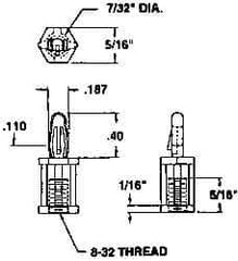Made in USA - #8-32 Thread, 3/4" Body Length, Nylon Screw Mount - 5/16" Width Across Flats - Apex Tool & Supply