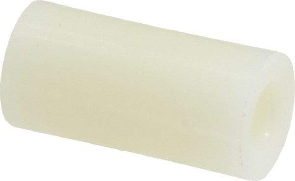 Made in USA - 0.257" ID x 1/2" OD, 1/4 Screw, Grade 6/6 Nylon Female Unthreaded Circuit Board Spacer - Round Body, 1" OAL - Apex Tool & Supply