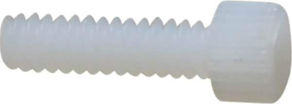 Made in USA - #6-32 UNC Hex Socket Drive, Socket Cap Screw - Grade 6/6 Nylon, Uncoated, Fully Threaded, 1/2" Length Under Head - Apex Tool & Supply