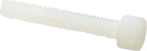 Made in USA - #8-32 UNC Hex Socket Drive, Socket Cap Screw - Grade 6/6 Nylon, Uncoated, Fully Threaded, 1" Length Under Head - Apex Tool & Supply