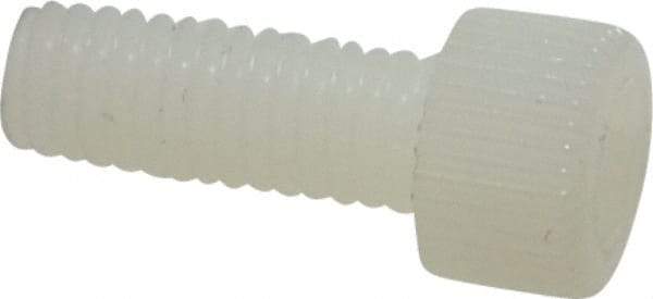 Made in USA - #10-32 UNF Hex Socket Drive, Socket Cap Screw - Grade 6/6 Nylon, Uncoated, Fully Threaded, 1/2" Length Under Head - Apex Tool & Supply