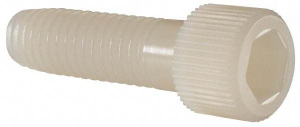 Made in USA - 3/8-16 UNC Hex Socket Drive, Socket Cap Screw - Grade 6/6 Nylon, Uncoated, Partially Threaded, 1-1/4" Length Under Head - Apex Tool & Supply