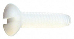 Made in USA - #10-24 UNC, 1/2" OAL Slotted Drive Machine Screw - Flat Head, Grade 6/6 Nylon, Uncoated, Without Washer - Apex Tool & Supply
