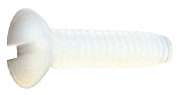 Made in USA - #10-24 UNC, 3/4" OAL Slotted Drive Machine Screw - Flat Head, Grade 6/6 Nylon, Uncoated, Without Washer - Apex Tool & Supply