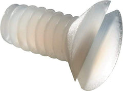 Made in USA - #4-40 UNC, 1/4" OAL Slotted Drive Machine Screw - Flat Head, Grade 6/6 Nylon, Uncoated, Without Washer - Apex Tool & Supply