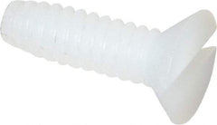 Made in USA - #4-40 UNC, 3/8" OAL Slotted Drive Machine Screw - Flat Head, Grade 6/6 Nylon, Uncoated, Without Washer - Apex Tool & Supply