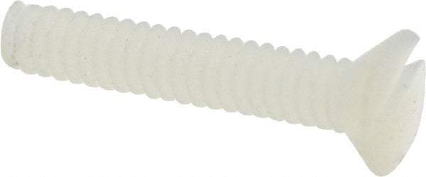 Made in USA - #4-40 UNC, 5/8" OAL Slotted Drive Machine Screw - Flat Head, Grade 6/6 Nylon, Uncoated, Without Washer - Apex Tool & Supply