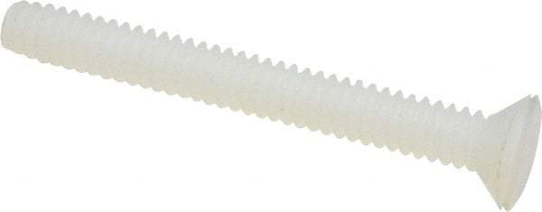 Made in USA - #4-40 UNC, 1" OAL Slotted Drive Machine Screw - Flat Head, Grade 6/6 Nylon, Uncoated, Without Washer - Apex Tool & Supply