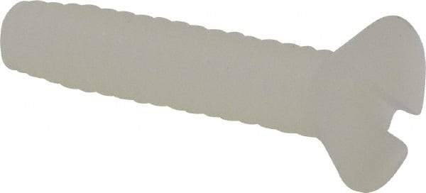 Made in USA - #6-32 UNC, 5/8" OAL Slotted Drive Machine Screw - Flat Head, Grade 6/6 Nylon, Uncoated, Without Washer - Apex Tool & Supply
