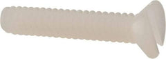 Made in USA - #6-32 UNC, 3/4" OAL Slotted Drive Machine Screw - Flat Head, Grade 6/6 Nylon, Uncoated, Without Washer - Apex Tool & Supply