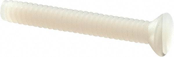 Made in USA - #6-32 UNC, 1" OAL Slotted Drive Machine Screw - Flat Head, Grade 6/6 Nylon, Uncoated, Without Washer - Apex Tool & Supply