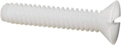 Made in USA - #10-24 UNC, 1" OAL Slotted Drive Machine Screw - Flat Head, Grade 6/6 Nylon, Uncoated, Without Washer - Apex Tool & Supply
