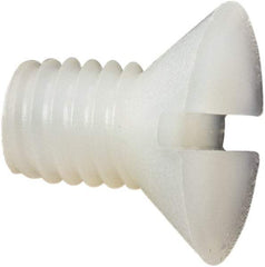 Made in USA - #10-32 UNF, 5/16" OAL Slotted Drive Machine Screw - Flat Head, Grade 6/6 Nylon, Uncoated, Without Washer - Apex Tool & Supply