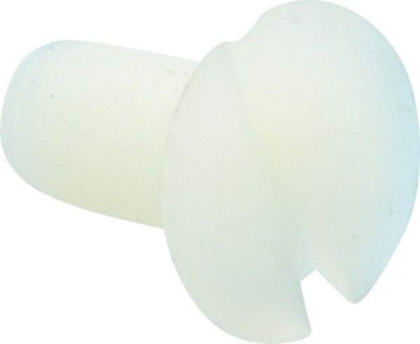 Made in USA - #10-32 UNF, 3/8" OAL Slotted Drive Machine Screw - Flat Head, Grade 6/6 Nylon, Uncoated, Without Washer - Apex Tool & Supply