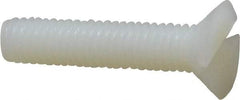 Made in USA - #10-32 UNF, 7/8" OAL Slotted Drive Machine Screw - Flat Head, Grade 6/6 Nylon, Uncoated, Without Washer - Apex Tool & Supply