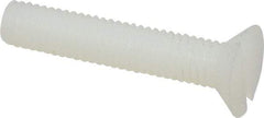 Made in USA - #10-32 UNF, 1" OAL Slotted Drive Machine Screw - Flat Head, Grade 6/6 Nylon, Uncoated, Without Washer - Apex Tool & Supply