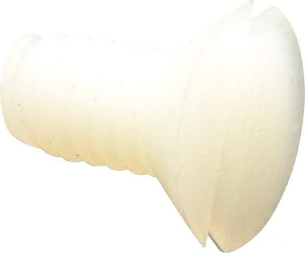 Made in USA - 1/4-20 UNC, 1/2" OAL Slotted Drive Machine Screw - Flat Head, Grade 6/6 Nylon, Uncoated, Without Washer - Apex Tool & Supply