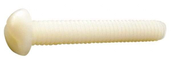 Made in USA - #4-40 UNC, 3/4" Length Under Head Slotted Drive Machine Screw - Round Head, Grade 6/6 Nylon, Uncoated, Without Washer - Apex Tool & Supply