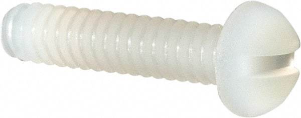 Made in USA - #4-40 UNC, 1/2" Length Under Head Slotted Drive Machine Screw - Round Head, Grade 6/6 Nylon, Uncoated, Without Washer - Apex Tool & Supply