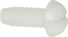 Made in USA - #6-32 UNC, 3/8" Length Under Head Slotted Drive Machine Screw - Round Head, Grade 6/6 Nylon, Uncoated, Without Washer - Apex Tool & Supply