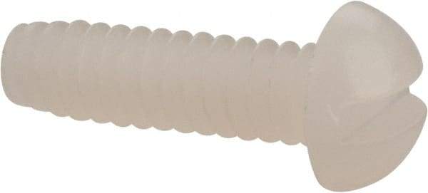Made in USA - #6-32 UNC, 1/2" Length Under Head Slotted Drive Machine Screw - Round Head, Grade 6/6 Nylon, Uncoated, Without Washer - Apex Tool & Supply