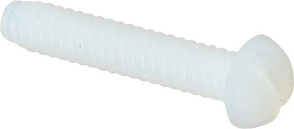 Made in USA - #6-32 UNC, 3/4" Length Under Head Slotted Drive Machine Screw - Round Head, Grade 6/6 Nylon, Uncoated, Without Washer - Apex Tool & Supply