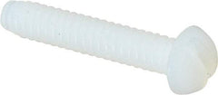 Made in USA - #6-32 UNC, 3/4" Length Under Head Slotted Drive Machine Screw - Round Head, Grade 6/6 Nylon, Uncoated, Without Washer - Apex Tool & Supply