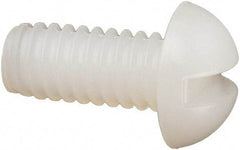 Made in USA - #8-32 UNC, 3/8" Length Under Head Slotted Drive Machine Screw - Round Head, Grade 6/6 Nylon, Uncoated, Without Washer - Apex Tool & Supply