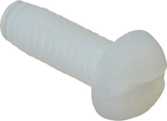 Made in USA - #8-32 UNC, 1/2" Length Under Head Slotted Drive Machine Screw - Round Head, Grade 6/6 Nylon, Uncoated, Without Washer - Apex Tool & Supply