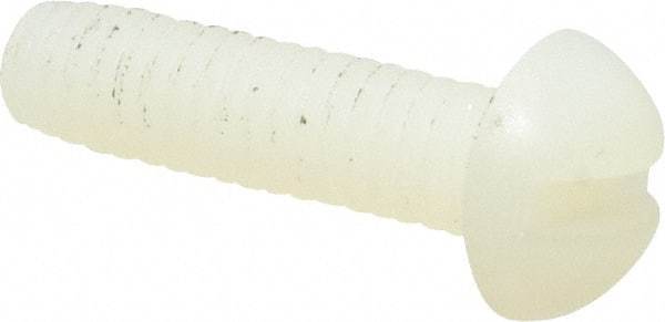Made in USA - #8-32 UNC, 5/8" Length Under Head Slotted Drive Machine Screw - Round Head, Grade 6/6 Nylon, Uncoated, Without Washer - Apex Tool & Supply