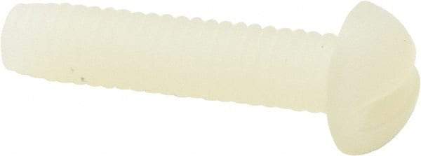 Made in USA - #8-32 UNC, 3/4" Length Under Head Slotted Drive Machine Screw - Round Head, Grade 6/6 Nylon, Uncoated, Without Washer - Apex Tool & Supply