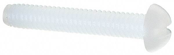 Made in USA - #8-32 UNC, 1" Length Under Head Slotted Drive Machine Screw - Round Head, Grade 6/6 Nylon, Uncoated, Without Washer - Apex Tool & Supply