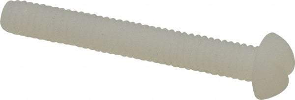 Made in USA - #8-32 UNC, 1-1/4" Length Under Head Slotted Drive Machine Screw - Round Head, Grade 6/6 Nylon, Uncoated, Without Washer - Apex Tool & Supply