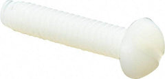 Made in USA - #10-24 UNC, 1" Length Under Head Slotted Drive Machine Screw - Round Head, Grade 6/6 Nylon, Uncoated, Without Washer - Apex Tool & Supply