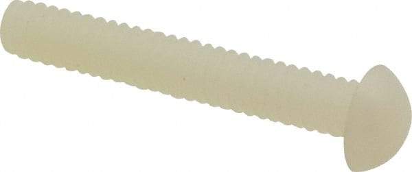 Made in USA - #10-24 UNC, 1-1/4" Length Under Head Slotted Drive Machine Screw - Round Head, Grade 6/6 Nylon, Uncoated, Without Washer - Apex Tool & Supply