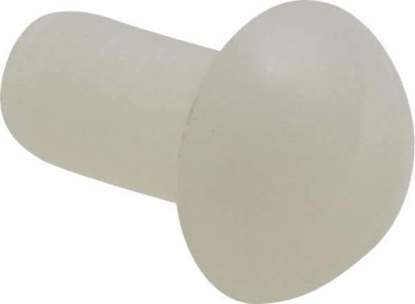 Made in USA - #10-32 UNF, 3/8" Length Under Head Slotted Drive Machine Screw - Round Head, Grade 6/6 Nylon, Uncoated, Without Washer - Apex Tool & Supply