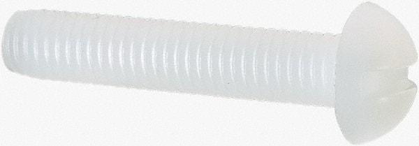 Made in USA - #10-32 UNF, 1" Length Under Head Slotted Drive Machine Screw - Round Head, Grade 6/6 Nylon, Uncoated, Without Washer - Apex Tool & Supply