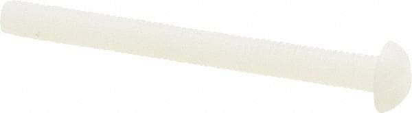 Made in USA - #10-32 UNF, 2" Length Under Head Slotted Drive Machine Screw - Round Head, Grade 6/6 Nylon, Uncoated, Without Washer - Apex Tool & Supply