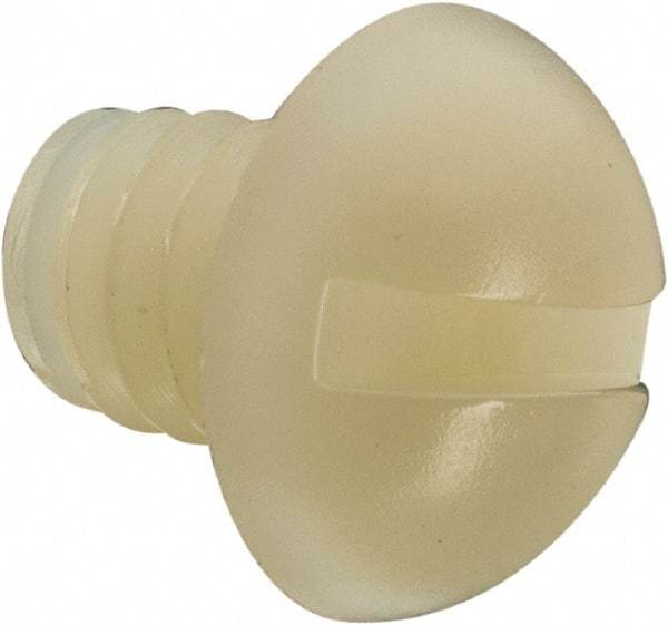 Made in USA - 1/4-20 UNC, 5/16" Length Under Head Slotted Drive Machine Screw - Round Head, Grade 6/6 Nylon, Uncoated, Without Washer - Apex Tool & Supply