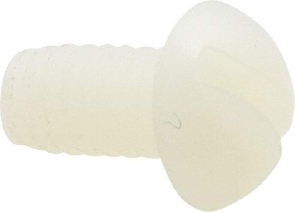 Made in USA - 1/4-20 UNC, 1/2" Length Under Head Slotted Drive Machine Screw - Round Head, Grade 6/6 Nylon, Uncoated, Without Washer - Apex Tool & Supply