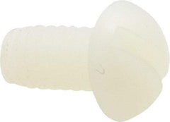 Made in USA - 1/4-20 UNC, 1/2" Length Under Head Slotted Drive Machine Screw - Round Head, Grade 6/6 Nylon, Uncoated, Without Washer - Apex Tool & Supply