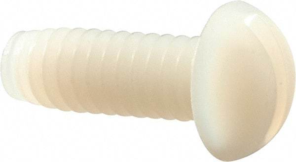 Made in USA - 1/4-20 UNC, 3/4" Length Under Head Slotted Drive Machine Screw - Round Head, Grade 6/6 Nylon, Uncoated, Without Washer - Apex Tool & Supply