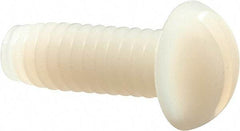 Made in USA - 1/4-20 UNC, 3/4" Length Under Head Slotted Drive Machine Screw - Round Head, Grade 6/6 Nylon, Uncoated, Without Washer - Apex Tool & Supply