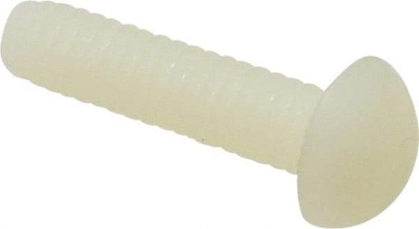 Made in USA - 1/4-20 UNC, 1" Length Under Head Slotted Drive Machine Screw - Round Head, Grade 6/6 Nylon, Uncoated, Without Washer - Apex Tool & Supply