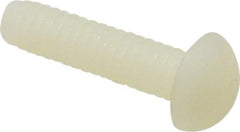 Made in USA - 1/4-20 UNC, 1" Length Under Head Slotted Drive Machine Screw - Round Head, Grade 6/6 Nylon, Uncoated, Without Washer - Apex Tool & Supply