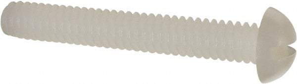 Made in USA - 1/4-20 UNC, 1-3/4" Length Under Head Slotted Drive Machine Screw - Round Head, Grade 6/6 Nylon, Uncoated, Without Washer - Apex Tool & Supply