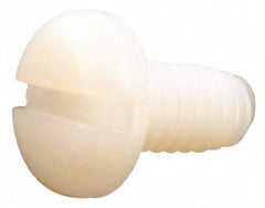 Made in USA - #4-40 UNC, 9/32" Length Under Head Slotted Drive Machine Screw - Pan Head, Grade 6/6 Nylon, Uncoated, Without Washer - Apex Tool & Supply
